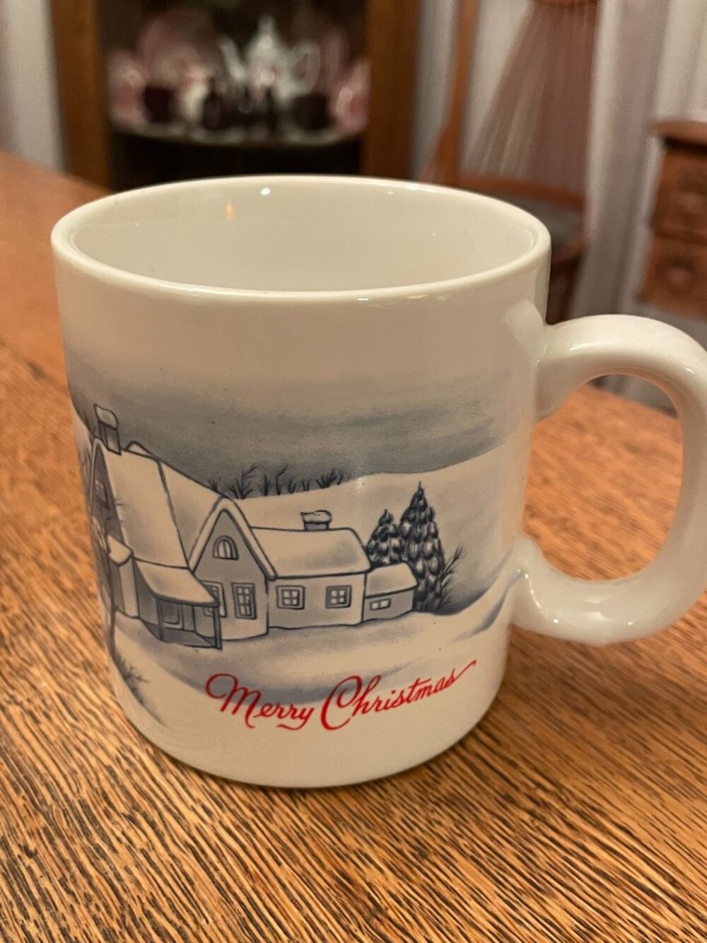 Vintage Telco Merry Christmas Winter Scene Coffee Cup Mug 10 ounces